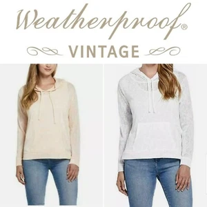 NWT Weatherproof Vintage Women's Slub Knit Hoodie T-Shirt Sheer With Pocket Cute - Picture 1 of 15