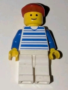 LEGO Legoland Town Classic Minifigure hor003 Minifig Cap Horizontal Lines Blue - Picture 1 of 2