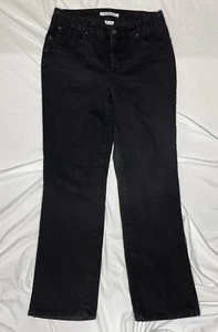 Pantalones de mezclilla Croft & Barrow elásticos de pierna recta negros tiro medio para mujer talla 10 A - Imagen 1 de 8