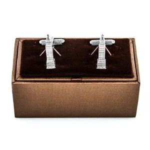 Par de gemelos Empire State Nueva York Nueva York caja de regalo de boda y paño de pulido - Imagen 1 de 3