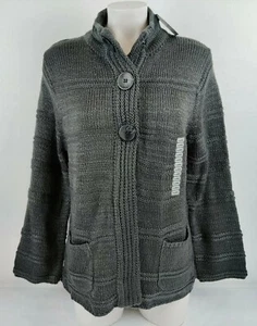 LH Sport Women's Collared Gray Button Cardigan Sweater Acrylic Pockets Size XL  - Picture 1 of 7