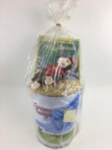 Vintage CURIOUS GEORGE Tin Waste Basket Easter Gift Garbage Can puzzle - Picture 1 of 9