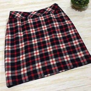 Gonna donna Talbots rossa blu panna a quadri in lana tartan a matita taglia 12 - Foto 1 di 4