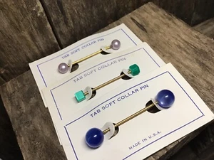 Vintage 3 Collar Bars Green Cube Pink Imitation Ball End Blue Moonglow Mod Smart - Picture 1 of 6