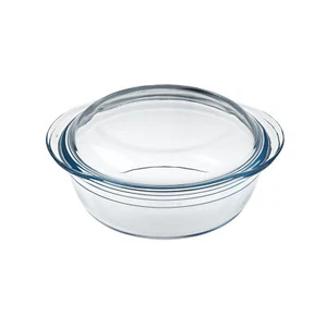 Glasbräter Auflaufform Backform Bräter Glaskochgeschirr mit Deckel Rund 1,4 L - Bild 1 von 3