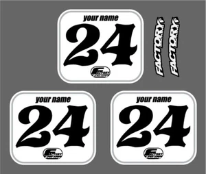 Flat track mx Custom Pre Printed Number plate decals ANY COLORS, # , NAME VG1 - Foto 1 di 4