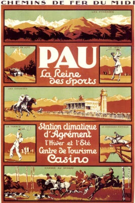 PÓSTER FRANCÉS PAU LA REINE DES SPORTS TENIS ECUESTRE GOLF VINTAGE Foto 1 de 3