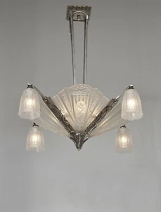 JAMAIN & FRONTISI : FRENCH 1930 ART DECO CHANDELIER .... lamp muller era France - Picture 1 of 13