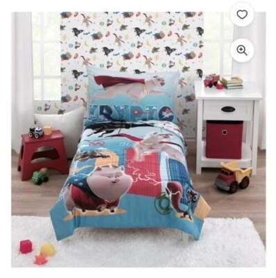 Conjunto de cama infantil DC League of Superpets 4 peças colcha fronha ajustada/lençol plano - Imagem 1 de 4