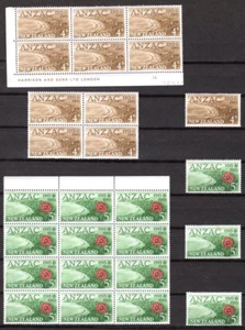 NEW ZEALAND #368-369 1965 Anzac Blocks (Flaw: Flag on the Beach MNH - Picture 1 of 2