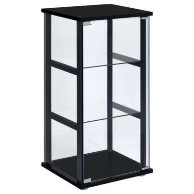 Coaster Cyclamen 3-shelf Glass Curio Cabinet Black and Clear - Image 1 of 4