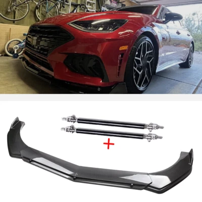 For Hyundai Sonata Front Bumper Lip Spoiler Splitter Strut Rods Carbon Fiber Foto 1 de 4