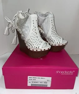 NIB Shoe dazzle White Yves Wedges Size 8 - Picture 1 of 2