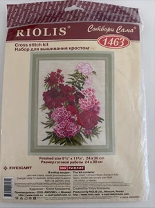 Riolis Cross Stitch Kit, 14 CT. AIDA, "SWEET WILLIAM", 9 1/2" X 11 3/4" - Picture 1 of 5