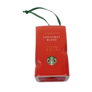 New Red Coffee Bag  2016 Ceramic 2.5" Starbucks Coffee Cup Holiday Ornament - Picture 1 of 6