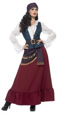 Donna Pirata Deluxe Gitano Veggente Costume Vestito UK 8-22