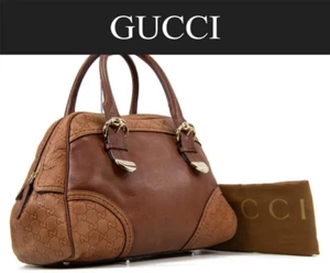 GUCCI Horsebit Handbag Brown Guccissima Leather Unisex - Picture 1 of 18