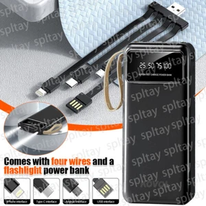 100000mah Power Bank USB Pack Backup Battery Charger w/ 4cables For Mobile Phone - Picture 1 of 20