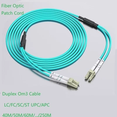 OM3 Armored LC to LC Aqua Fiber Optical Patch Cord Duplex Multi-Mode Patch Cable - Image 1 of 4