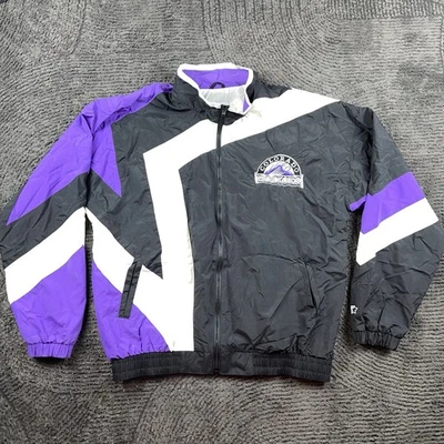Vintage Starter Colorado Rockies MLB Windbreaker Jacket Men’s M Retro 90s Black - Image 1 of 4