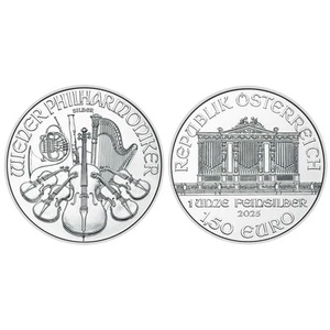 Austria 2025 €1.50 1-oz Silver Philharmonic GEM BU - Picture 1 of 3
