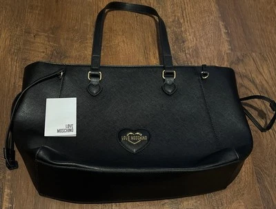 Bolso de hombro LOVE Moschino Hearts imitación cuero Shopper negro Foto 1 de 4