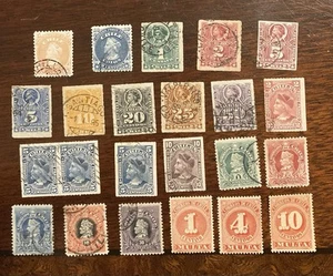 Estampillas de Chile 1867-1904 incluyendo #29, 31-32, 35, 42, 54-55 (usadas y sin usar H) - Imagen 1 de 3
