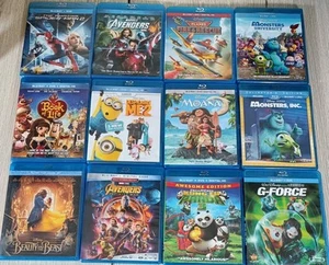 12 Blu-ray Lot – Disney, Marvel, Pixar – Spider-Man (Sealed), Moana, Avengers - Picture 1 of 4
