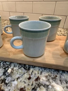 Vintage 6 Stück JC Penny Steinzeug Meer Grün Blau Kaffee Tee Becher Japan Diner - Bild 1 von 24