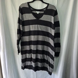 Old Navy Striped Black And Gray Sweater Knit Dress XL. Possible Vintage - Picture 1 of 3