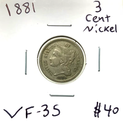 1881 3CN 3 Cent Nickel in VF+ Very Fine+ Condition - Image 1 of 3