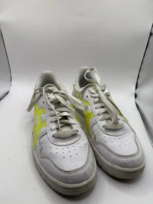 ASICS Japan Sneakers Trainers Size 9 White And Fluro Yellow Faux Leather Lace Up - Image 1 of 4
