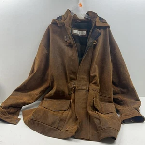 emporio collezione leather jacket Brown With Hood XL Flannel Lined - Picture 1 of 7