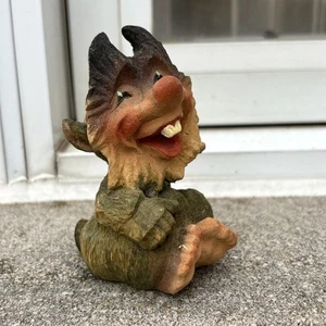 Vintage Henning Norway Folk Art Hand Carved Wooden Troll Figurine - Picture 1 of 21