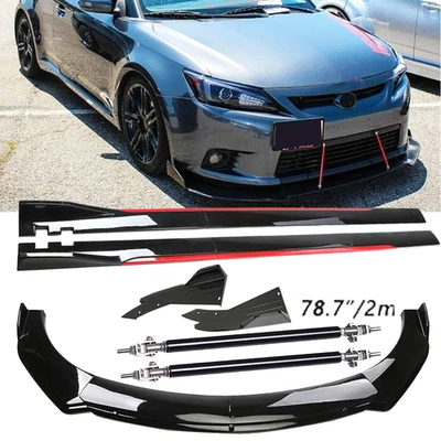 Front Bumper Lip Splitter Glossy Black Red Body Kit Side For Scion tC 2005-2016 Foto 1 de 4