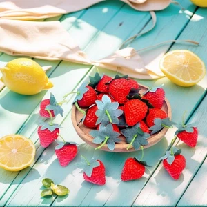 10 Artificial Strawberry Faux Fruit Lightweight Decorative Accent Any Occasion - Picture 1 of 8