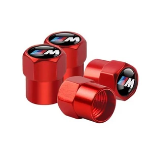 Genuine 4 Piece BMW M Sport Tyre Valve Dust Caps Red Stem Case Covers - Picture 1 of 1