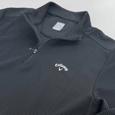 Camisa Pullover de Golf Callaway Opti Dri PARA HOMBRES Negra 1/4 Cremallera Manga Larga TALLA XL Foto 1 de 4