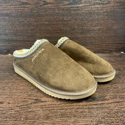 Zapatillas para hombre Nautica talla 11-12 forro de piel sintética gamuza marrón EE. UU. Foto 1 de 4