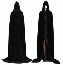 CHSYOO Mantello Nero con Cappuccio Mantello Lungo con Cappuccio per Halloween