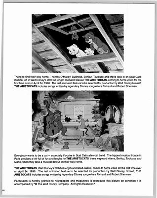 Disney The Aristocats 1996 Filme 8x10 Impressão Animação Vintage Vista Dupla Gato Scat - Imagem 1 de 2
