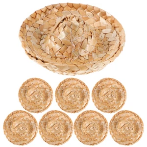 8 Pcs Mini Straw Hat Hats Miniature Imitation Knitting Tiny for Crafts - Picture 1 of 12