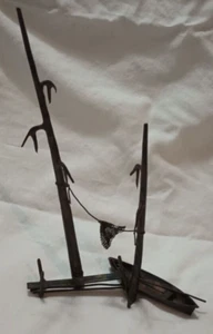 VTG Fishing Boat Net Pier Maritime Folk Art Hand Metal Sculpture Figurine 9.5” H - Picture 1 of 19