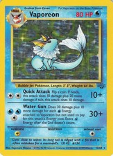 VAPOREON 12/64 JUNGLE SET 1999 POKEMON TCG HOLO FOIL RARE CARD WOW!!! L@@K