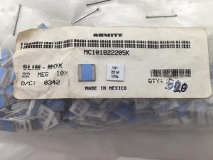 (3 Stück) MC101822205K Ohmit, 3/4 Watt 22M Ohm 10%, Metallfilm Widerstand, (SMD/SMT) - Bild 1 von 1
