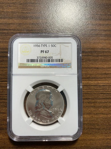 1956-P Type 1 Franklin Silver Half Dollar 50C NGC PROOF PR PF 67 Type One Cover
