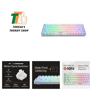 Crystal Opal Basecamp 65% Mechanical USB Wired Gaming Keyboard, White Flame S... - Afbeelding 1 van 10