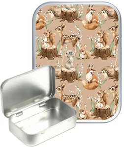 Wild Forest Silver Hinged Tin,Pill Box, Gift Box, 30ml Small Tobacco Tin - Picture 1 of 1