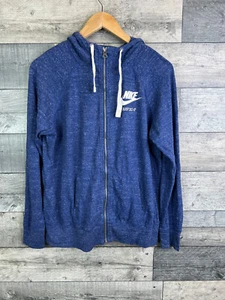 Nike Womens Hoody Jacket Size Large Blue Hood Full Zip Casual Sports Gym Logo - Picture 1 of 9