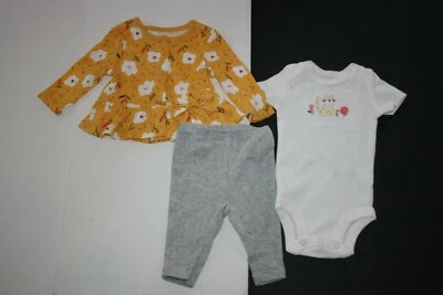 New JOY by Carter's NB Girls 3 Piece outfit Set Kitty Cat Cardigan Top Pants  - Image 1 of 3